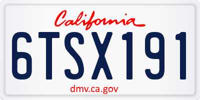 CA license plate 6TSX191