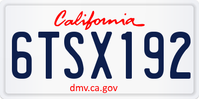 CA license plate 6TSX192