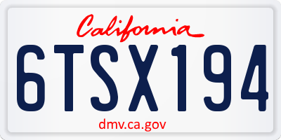 CA license plate 6TSX194