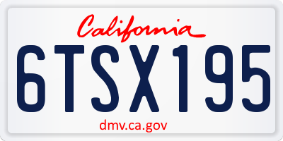 CA license plate 6TSX195