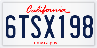 CA license plate 6TSX198