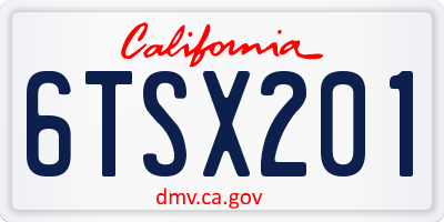 CA license plate 6TSX201