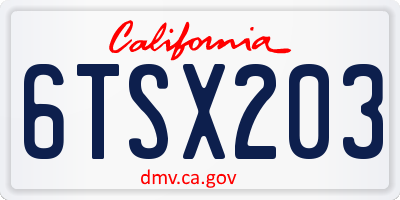 CA license plate 6TSX203