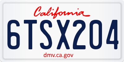 CA license plate 6TSX204