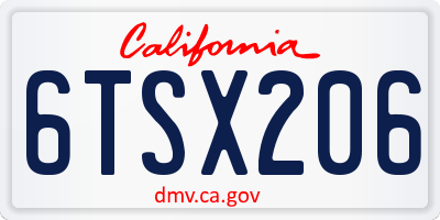 CA license plate 6TSX206