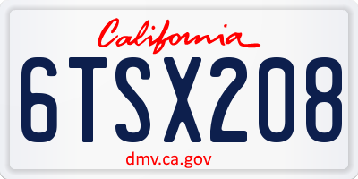 CA license plate 6TSX208