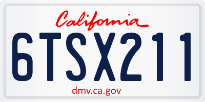 CA license plate 6TSX211