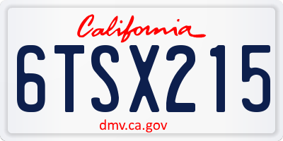 CA license plate 6TSX215