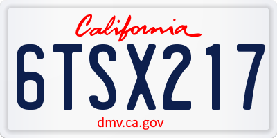 CA license plate 6TSX217