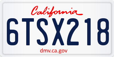 CA license plate 6TSX218