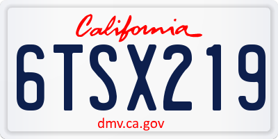 CA license plate 6TSX219