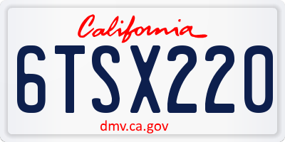CA license plate 6TSX220