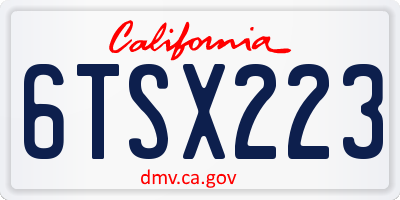CA license plate 6TSX223