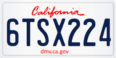 CA license plate 6TSX224