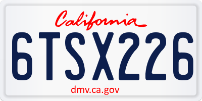 CA license plate 6TSX226