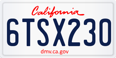 CA license plate 6TSX230