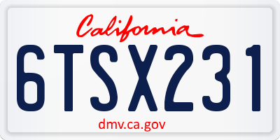 CA license plate 6TSX231
