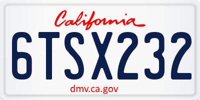 CA license plate 6TSX232