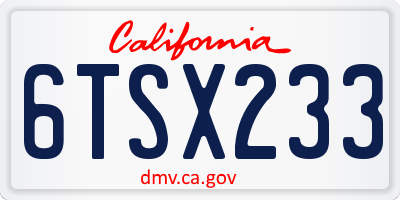 CA license plate 6TSX233