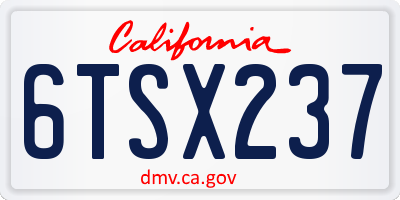 CA license plate 6TSX237