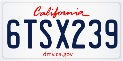 CA license plate 6TSX239