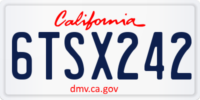 CA license plate 6TSX242