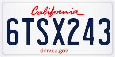 CA license plate 6TSX243