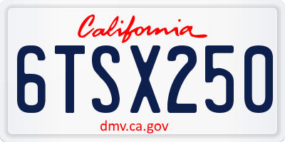 CA license plate 6TSX250