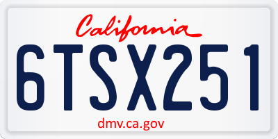 CA license plate 6TSX251