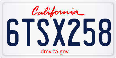 CA license plate 6TSX258