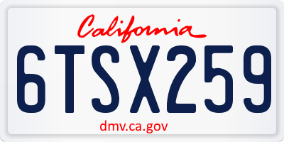 CA license plate 6TSX259