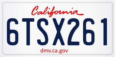 CA license plate 6TSX261
