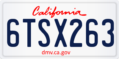 CA license plate 6TSX263