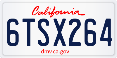 CA license plate 6TSX264