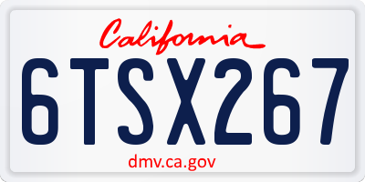 CA license plate 6TSX267