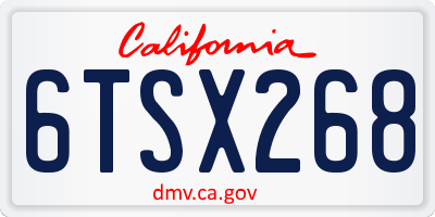 CA license plate 6TSX268