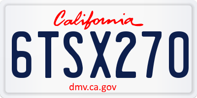 CA license plate 6TSX270