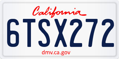 CA license plate 6TSX272