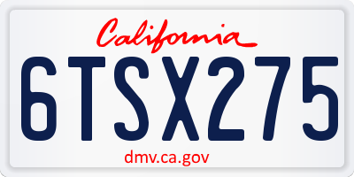 CA license plate 6TSX275