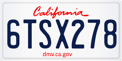 CA license plate 6TSX278