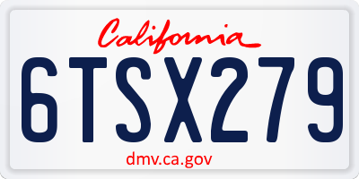 CA license plate 6TSX279