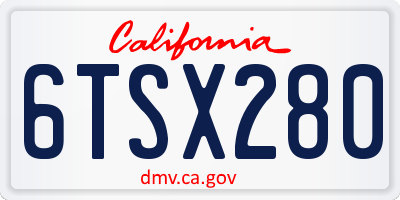 CA license plate 6TSX280