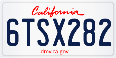 CA license plate 6TSX282