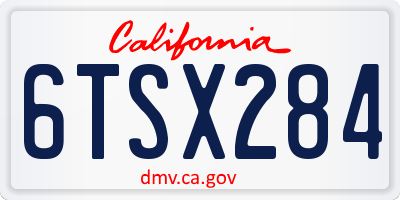 CA license plate 6TSX284
