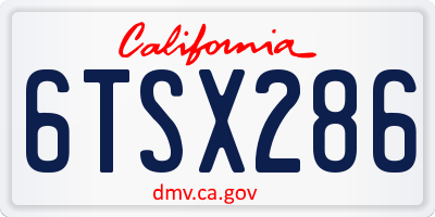 CA license plate 6TSX286