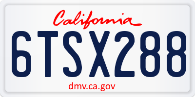 CA license plate 6TSX288