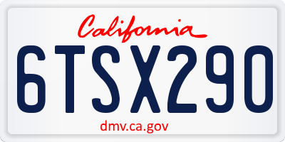 CA license plate 6TSX290