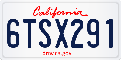 CA license plate 6TSX291