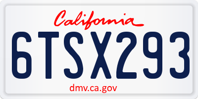 CA license plate 6TSX293