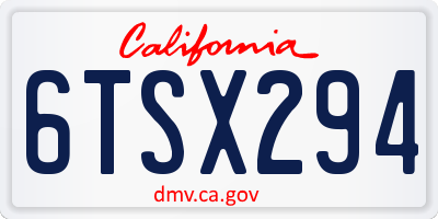 CA license plate 6TSX294